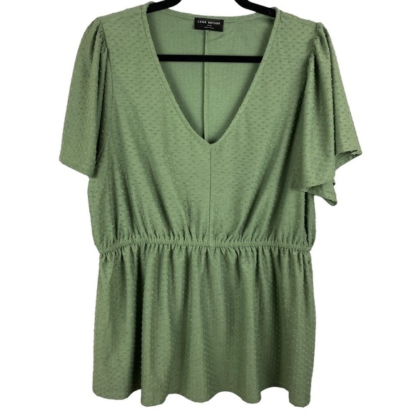 LANE Bryant Sea Spray Swing Flutter-Sleeve Clip Dot Babydoll Top Size 14/16 - Picture 3 of 13